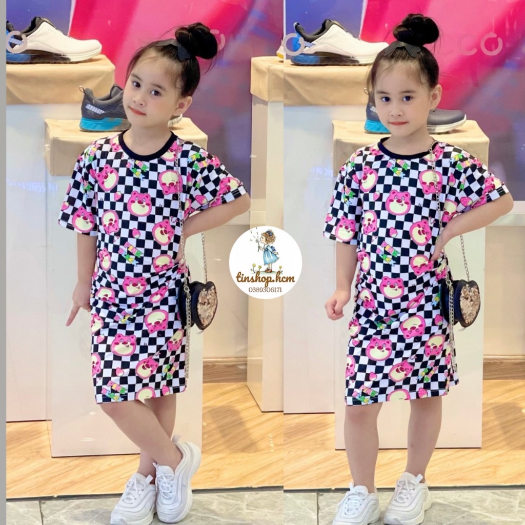 HCM-10-40Kg set đầm suông thun lạnh Ann's Kids hình - váy, đầm bé gái size đại