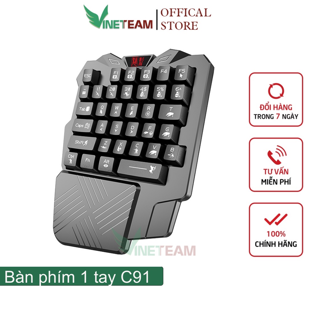 Bàn phím giả cơ 1 tay chơi game Vinetteam C91 không led chơi game mobi Freefire, CF, liên quân,...siêu đỉnh - 4724