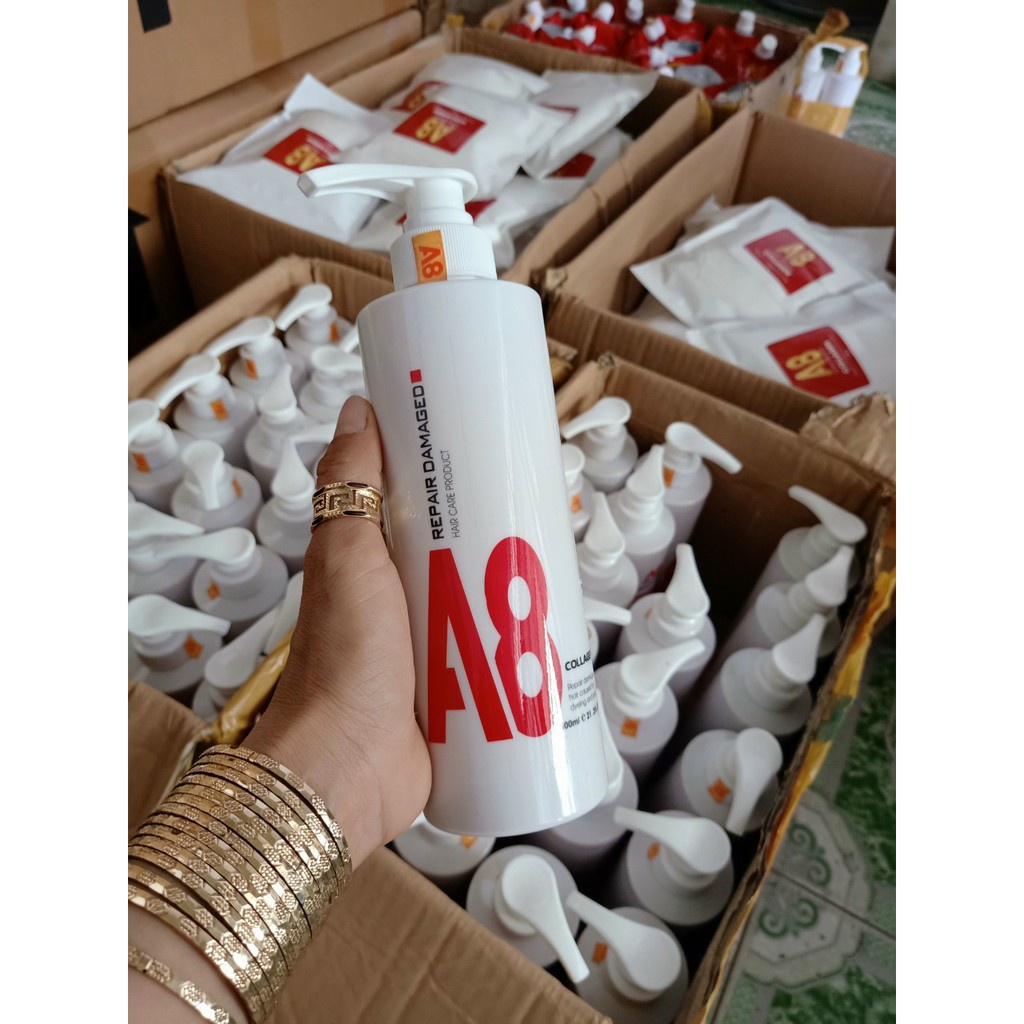 Hấp Chai COLLAGEN A8 phục hồi tóc hư tổn, Khử Kiềm - 500ML
