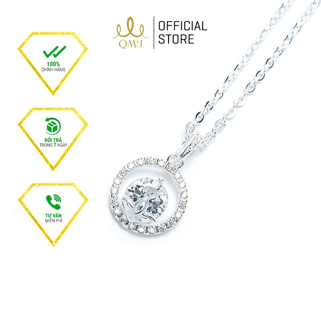 Dây chuyền bạc nữ Chồi non hạnh phúc nạm đá thiết kế đơn giản QMJ Q132