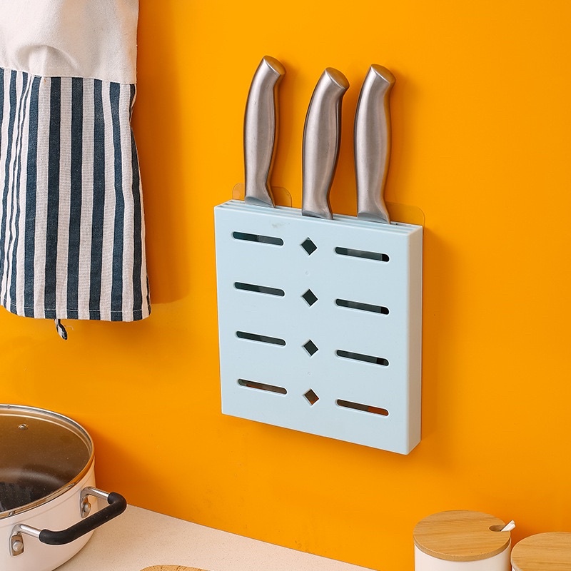 Kệ treo dao kéo dán tường MẪU VUÔNG decor bếp nhiều màu xinh xắn- Giá vắt dao / giá cài dao treo tường nhà bếp tiện dụng