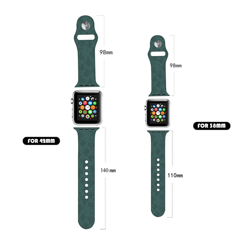 Dây Đeo Silicone In Nổi Hình Cây Xương Rồng Cho Đồng Hồ Thông Minh Smart Watch Series 7 Band 45mm 41mm 44mm 40mm IWatch 6 5 4 3 2 1 38 Mm 42 Mm