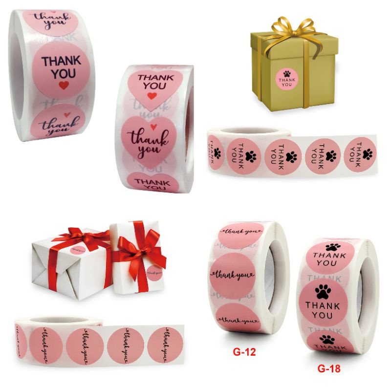 Cuộn 500 tem Sticker Thank you in màu tự dính 2.5cm - Tem cảm ơn