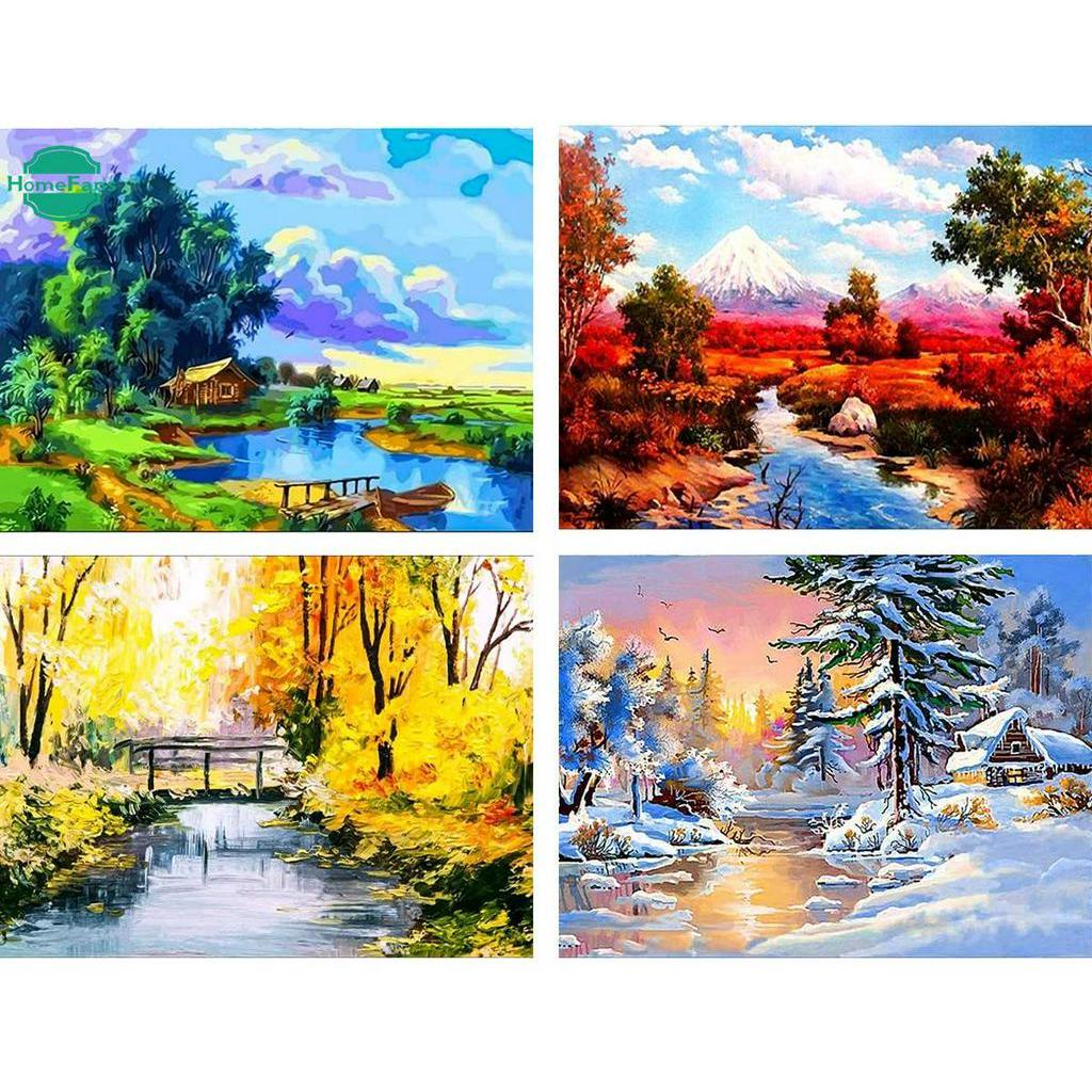 Bộ Tranh Đính Đá 5D với 4 Họa Tiết Tùy Chọn Tự Làm Cỡ 30x40cm