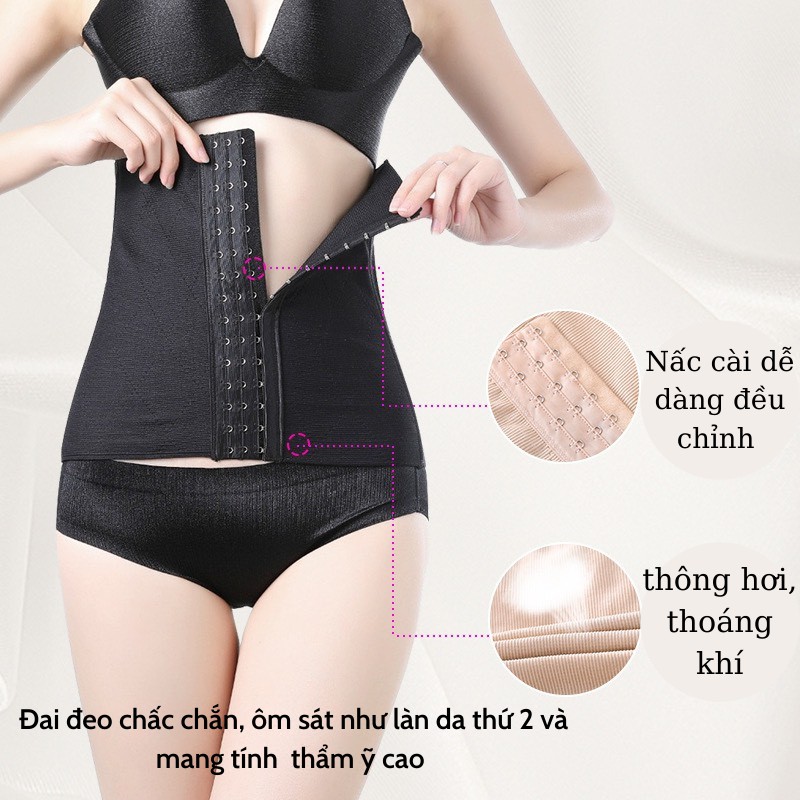 Đai Nịt Bụng Giảm Mỡ Sau Sinh 💖FreeShip💖 Gen Nịt Bụng Latex 9 Xương 25cm, Đai siết eo sline chính hãng - 1301