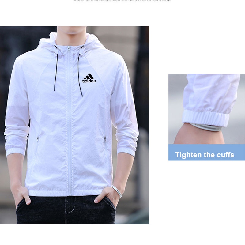 Adidas Áo Khoác Thể Thao Có Mũ Chống Nắng Siêu Nhẹ Thoáng Khí Chống Thấm Nước Thời Trang Cho Nam