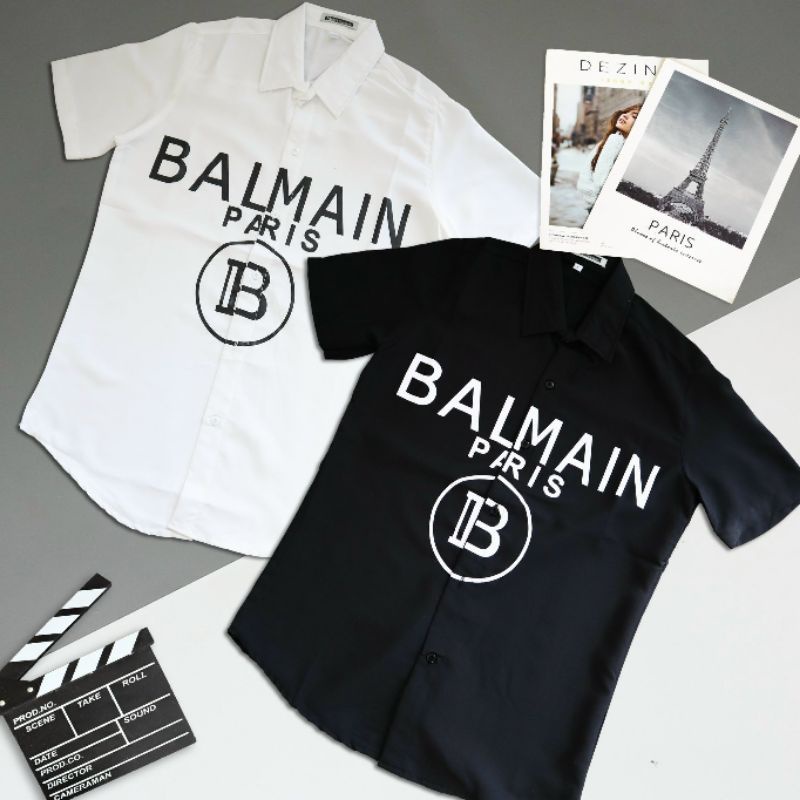 Áo Sơ Mi Lụa Nam Tay Ngắn BALMAIN Paris