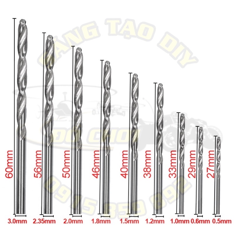 Bộ 25 mũi khoan mini kim loại HSS siêu cứng, siêu sắc (từ 0.5mm đến 3.0mm)