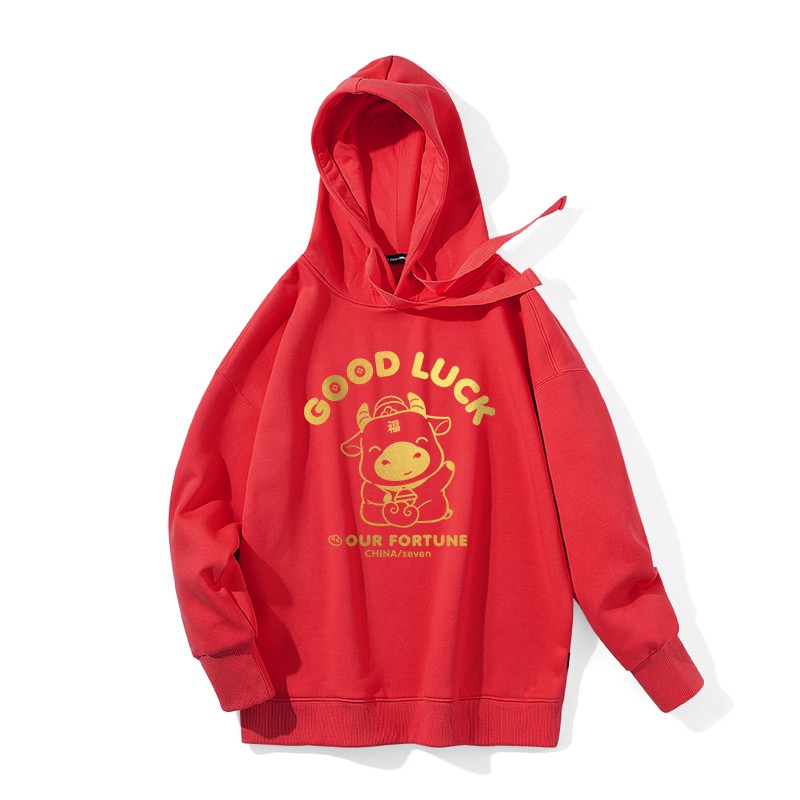 Áo Hoodie Đôi Nam Nữ Xuân Tân Sử 2021 - Chất nỉ dày đẹp - Hình in trâu siêu Cute [TẶNG TẤT NAM NỮ] | BigBuy360 - bigbuy360.vn
