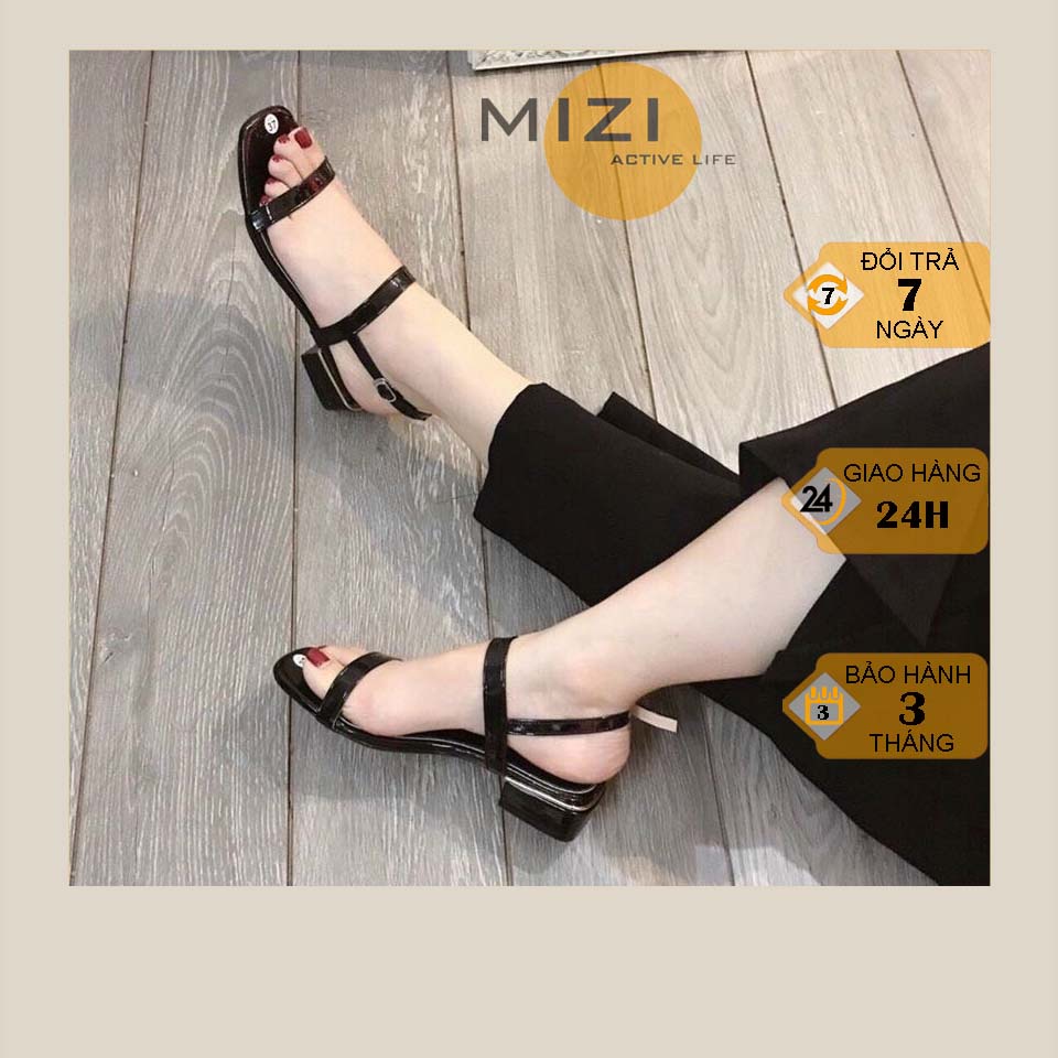 Sandal nữ đế bệt 3 phân công sở quai ngang gót vuông thời trang giá rẻ Mizi SD101