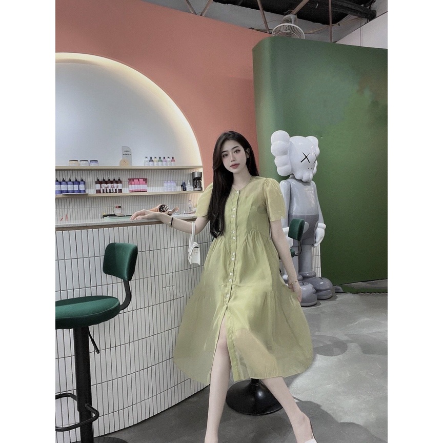 (Ảnh thật) Váy babydoll vải đũi mềm CỘC TAY xoè dài kèm váy hai dây