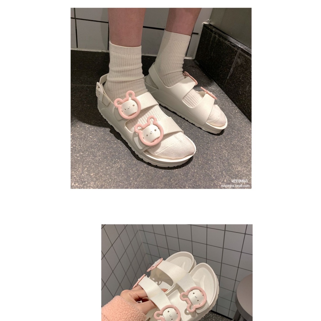 Giày Sandal Mùa Hè Đế Phẳng Dày Dặn Dễ Thương Thời Trang Đi Biển Cho Nữ 2021