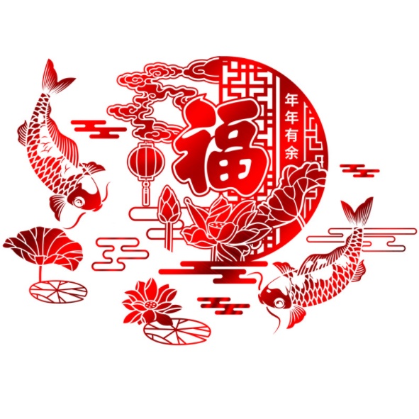 Decal trang trí Tết - Cá chép bơi quanh nửa Vâng Trăng cực đẹp