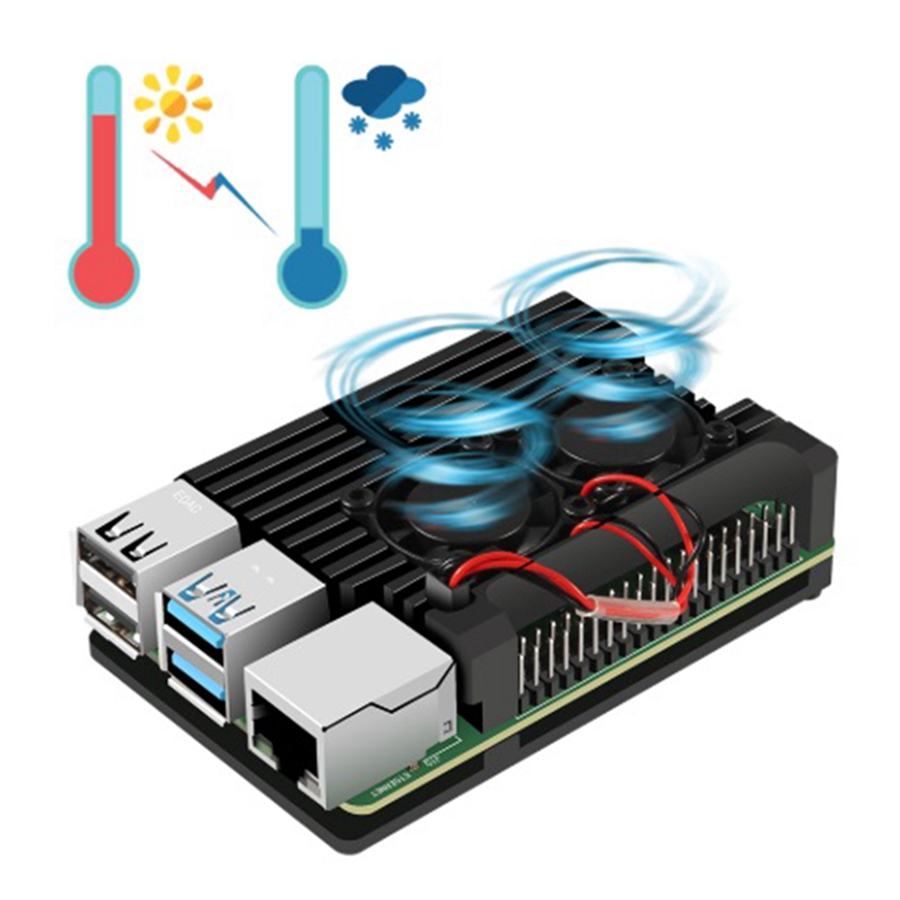 Vỏ Nhôm Kèm Quạt Tản Nhiệt Cho Raspberry Pi 4 Model B