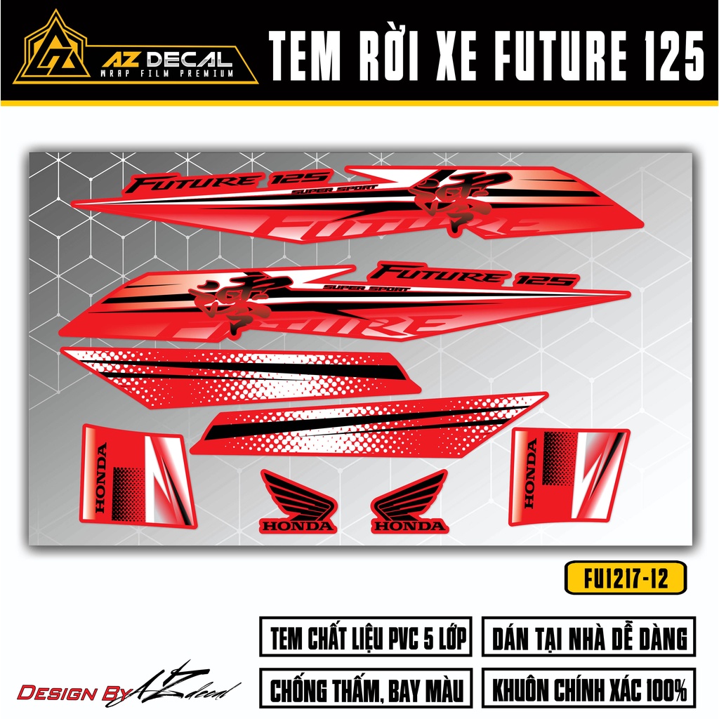 Team Xe Future 125 Đời 2012 - 2022 Đẹp | FU-12 | Decal Tem Rời Dán Xe Future FI Chất Liệu Cao Cấp, Chống Phai Vĩnh Viễn