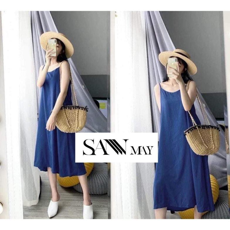 Đầm maxi đi biển, 2 dây đan lưng, chất vải Linen lụa mềm mịn siêu mát, váy maxi dự tiệc SANMAY 👗