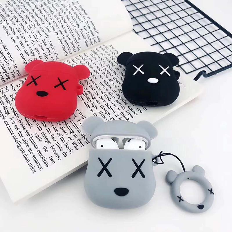 Vỏ silicon mềm hình gấu hoạt họa bảo vệ hộp đựng tai nghe không dây Apple AirPods 1 2