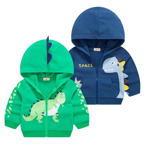 ❄️Quần áo tuyết.❄️ Áo Khoác Hoodie Dây Kéo | Áo Khoác | 1 2 3 4 5 Tuổi | Xanh Lam | Khủng Long | Dino |