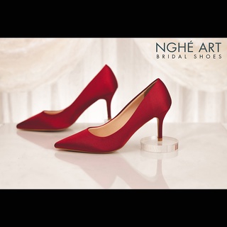 Giày cưới Nghé Art satin trơn 305 đỏ