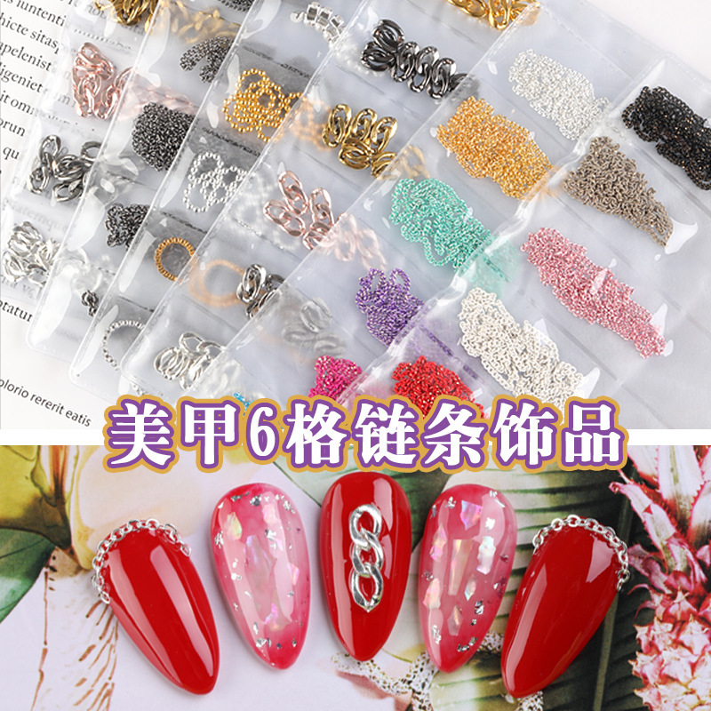 New packaging cell 6 nail jewelry chain claws drilling drill tip nail mixed flat bottom drill