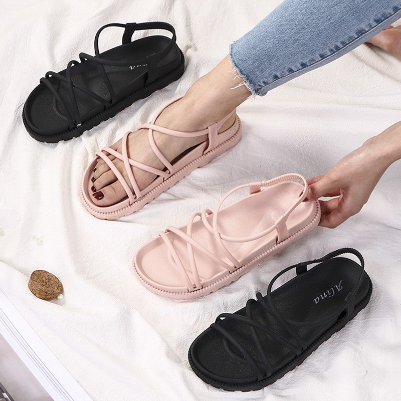 Giày sandal alina nữ đi mưa đế bánh mỳ siêu bền V256