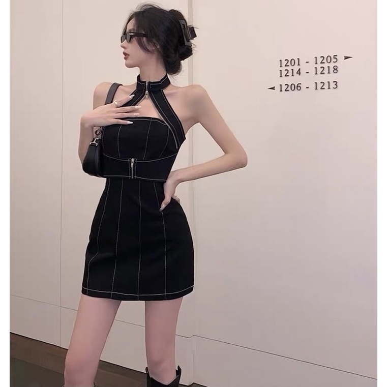 Đầm body jean cổ yếm Ulzzang