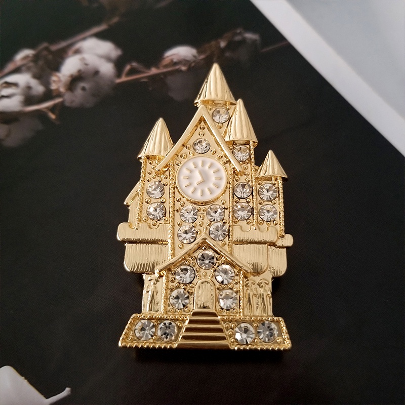 Ghim cài áo hình tòa lâu đài đính đá thời trang cho nữ