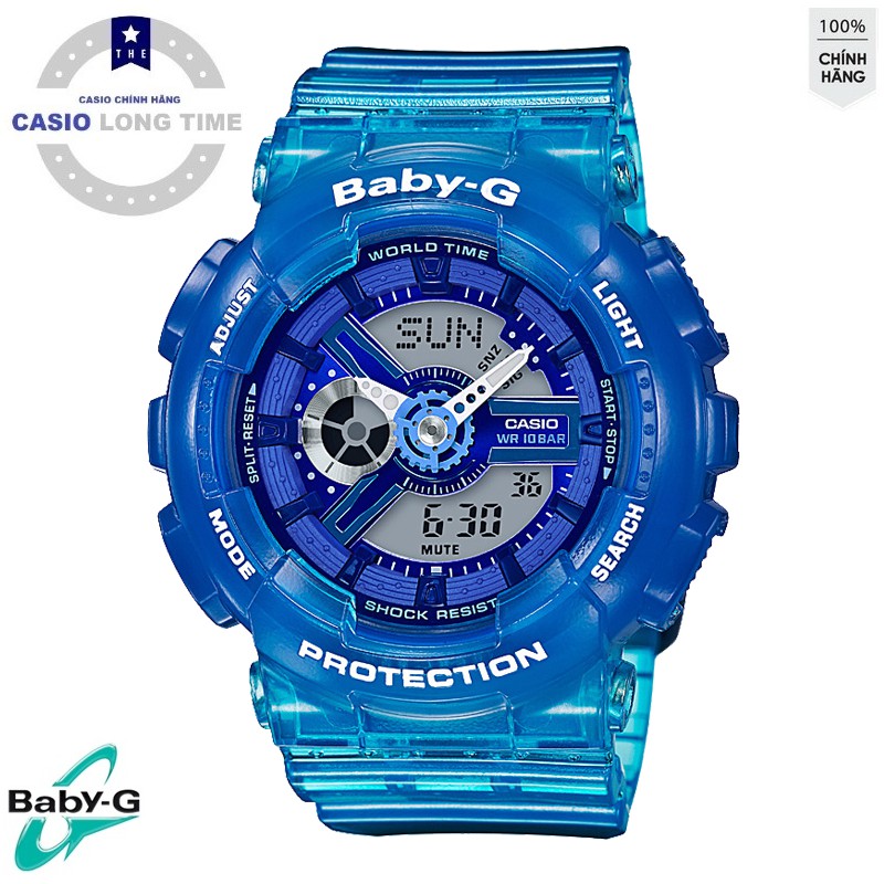 Đồng hồ nữ CASIO BABY-G BA-110JM-2A Dây nhựa xanh - Mặt điện tử kim
