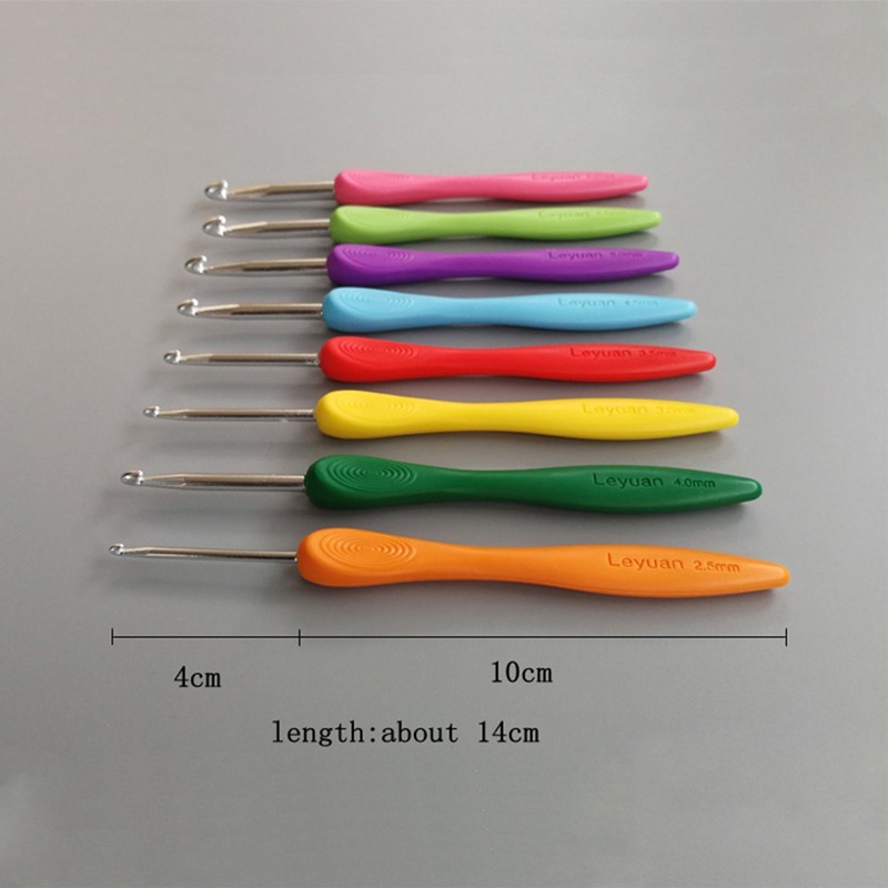Set 8/12 Kim Móc Len Bằng Nhôm 2.5-6.0mm Với Tay Cầm Cao Su Mềm Nhiều Màu Sắc Cho Búp Bê
