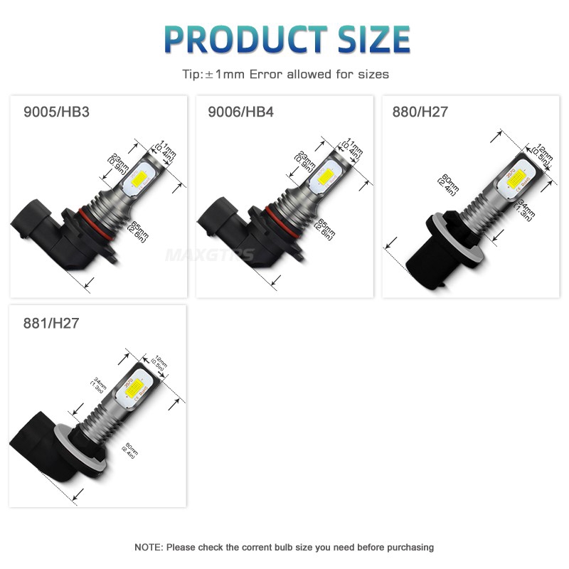 Đèn LED sương mù MAXGTRS H1 H7 H8 9005 Hb3 9006 Hb4 H16 3570 cho ô tô