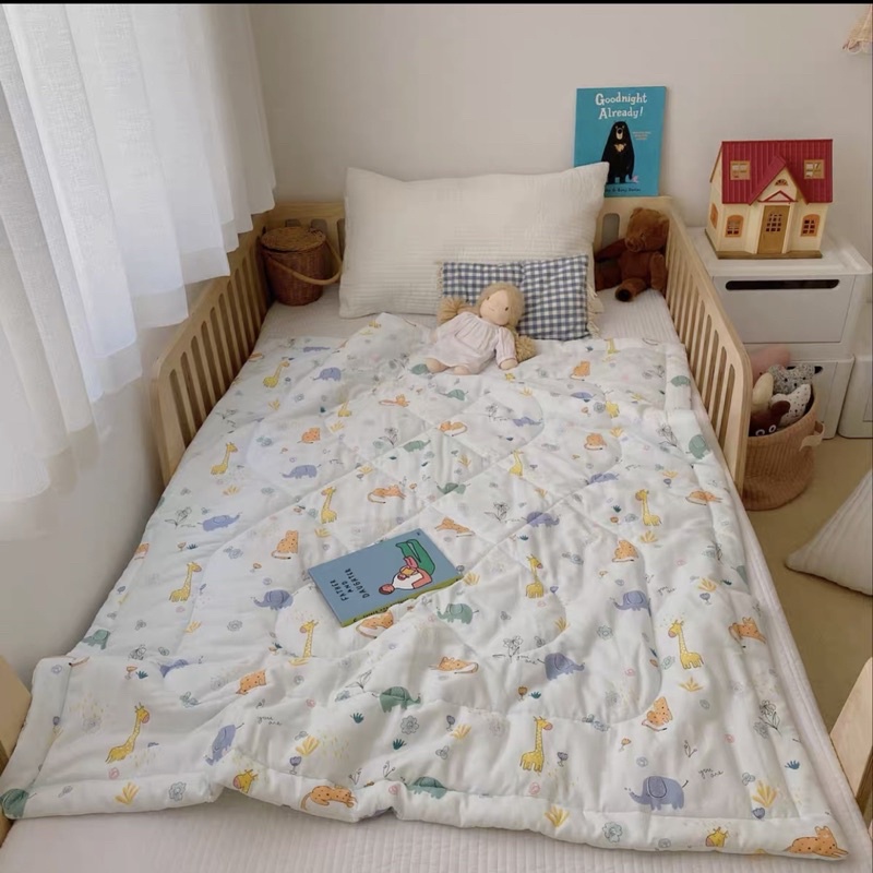 Shinbedding_ Chăn Hè Cotton Sợi Tre Cao Cấp, Chất Liệu Mềm Thoáng Mát Dành Cho Các Bé