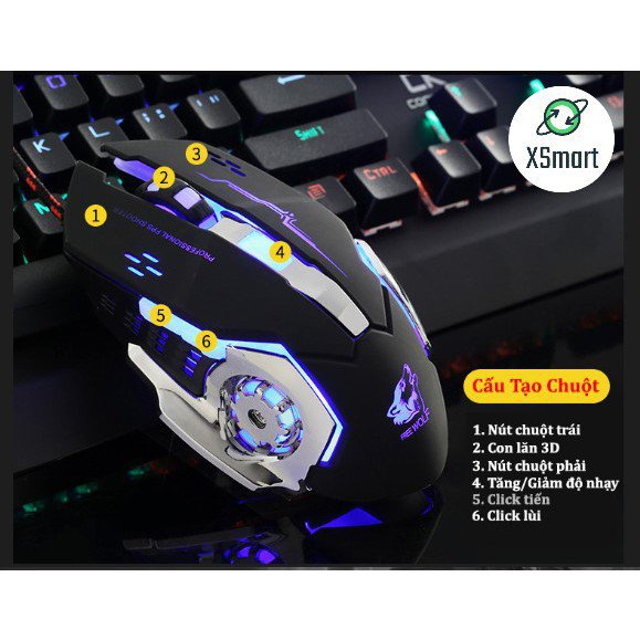 Combo Bàn Phím Cơ H650 Và Chuột Gaming V5 Led Đổi Màu Cao Cấp, Keyboard Có 10 Chế Độ Led Blue Switch Chơi Game Siêu Đã