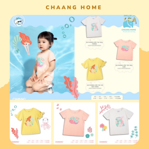 Áo cộc phông hè cotton cho bé trai bé gái Chaang sea