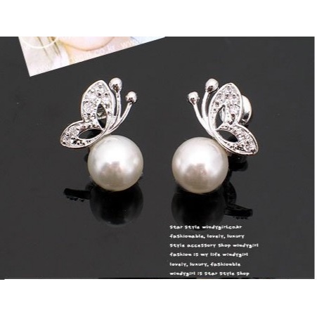 📛 RẺ VÔ ĐỊCH 📛 1 đôi bông tai ngọc trắng cánh xinh xắn dễ thương phong cách hàn quốc