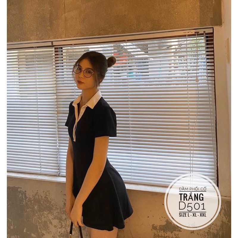 Bigsize Đầm phối cổ trắng D501 | BigBuy360 - bigbuy360.vn