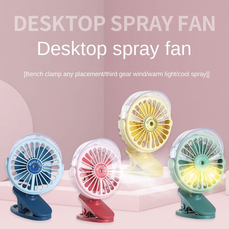 Hot Summer Desktop Clip-on Little Fan SprayUSBHumidifying Portable Hydrating Factory Direct Sales