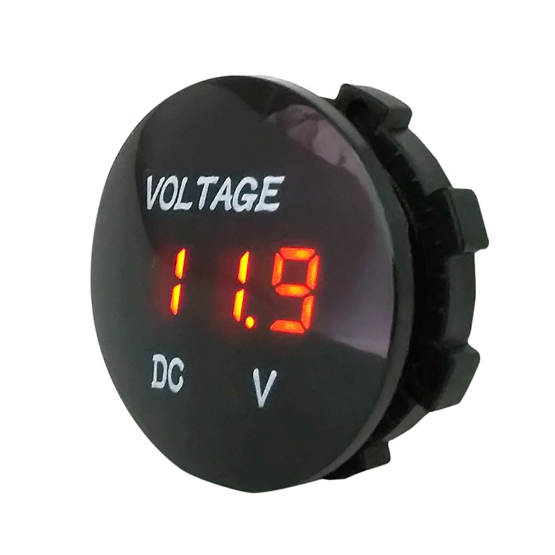 Đồng Hồ Vôn Kế Kỹ Thuật Số Màn Hình LED Tròn Chuyên Dụng Cho Xe Hơi / Xe Máy