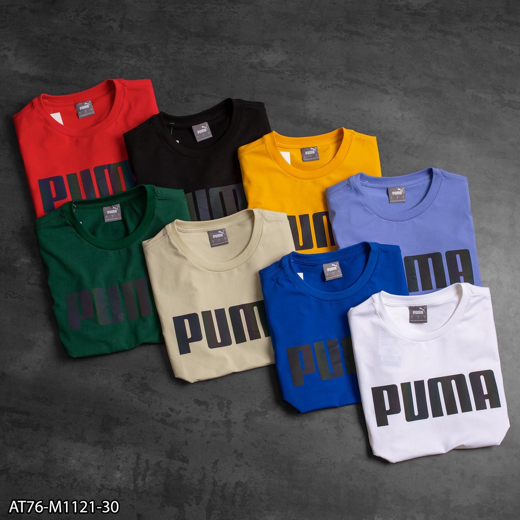Áo thun P.U.M.A 100% Cotton AT76 - in chữ trước + logo cánh tay