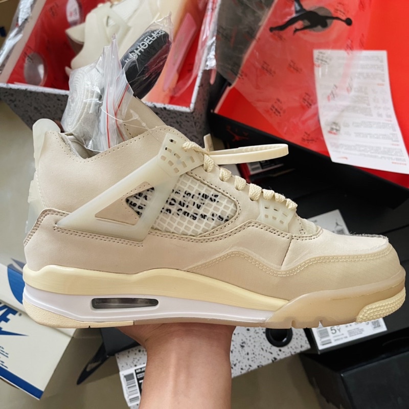Giày thể thao Jordan 4 vàng kem hàng cao cấp đủ size nam nữ  Giày sneaker jordan4 Re