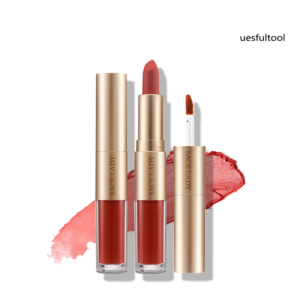 [UF]SACE LADY 2 in 1 Matte Lasting Moisturizing Lipstick Liquid Lip Gloss Makeup