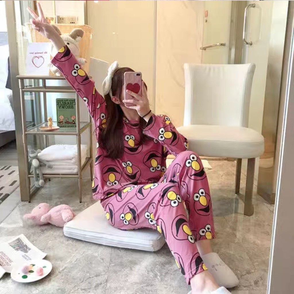 BỘ NGỦ NỈ ÁO DÀI QUẦN DÀI IN HOẠ TIẾT THỎ HỒNG VÀNG - BỘ NGỦ MẶT HỀ - ĐỒ NGỦ DÀI TAY CARTOON VỊT VÀNG