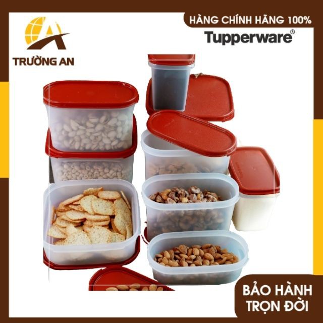 [ Sale Sốc ]  Bộ Hộp Kệ Bếp Đựng Đồ Khô Các Loại Hạt Mỳ Miến Gia Vị  MM Super Kitchen 9 Hộp TUPPERWARE - Trường An