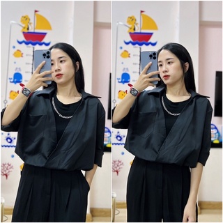 Áo sơmi phối dính liền