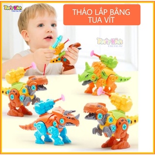Khủng long lắp ráp, có súng bắn được, size to 20cm, tháo lắp bằng Tua vít ( Tặng Khủng Long con cho đơn 80k)
