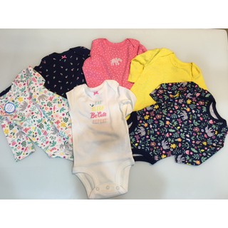 [HÀNG XÁCH TAY] CARTER Mỹ - Set áo bodysuit cài đũng tay dài bé gái nhiều họa tiết