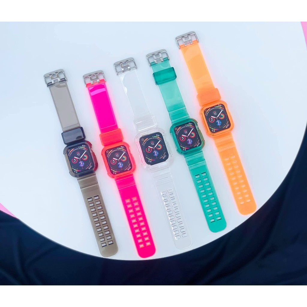 Dây Apple watch nhựa trong suốt Phiên bản full kèm ốp size 38/40mm và 42/44mm