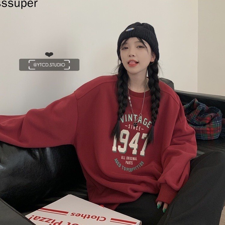 Áo Sweater Nữ 1947 Chất Nỉ Bông Tay Bồng Form Rộng