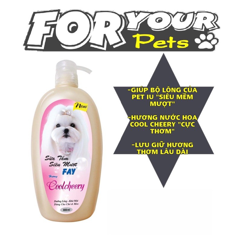 [Mã PET50 giảm 10% - tối đa 50K đơn 250K] SỮA TẮM FAY SIÊU MƯỢT-THƠM 800ML (DƯỠNG MƯỢT LÔNG HƯƠNG NƯỚC HOA ENROSELY)