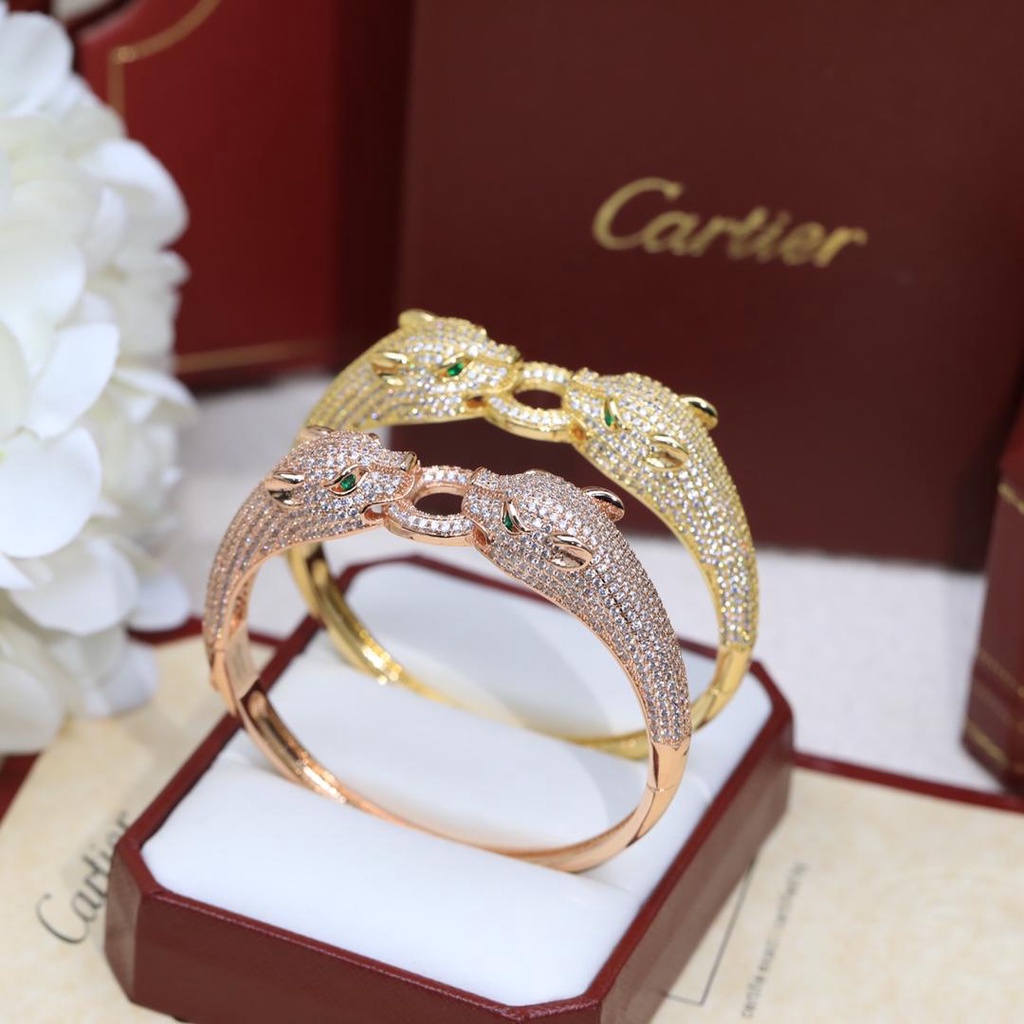 Vòng Tay Đôi Hình Đầu Báo Bằng Thép Không Gỉ Sang Trọng Cho Nữ