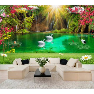 Tranh dán tường 3d trang trí phòng khách phòng ngủ hiện đại, Sơn thủy hữu tình (tích hợp sẵn keo) MS1380925703